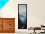 Misty Mountain Fog Framed Canvas Print Peaceful Nature Landscape Painting, Smoky Mountain Art, Above Bed Wall Art, Blue and Green Wall Art, Guest Room Art