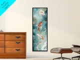 Wabi Sabi Koi Fish Framed Canvas Print, Koi Fish Painting, Elegant Art, Tall Art, Narrow Art, Accent Piece, Japanese Style Art
