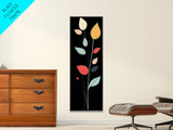 Mid-Century Modern Floral Pattern Framed Canvas Print, Flower Painting, Flower Art, MCM Art, Floral Decor, Botanical Wall Art