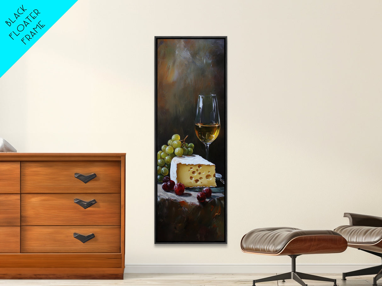 Framed Canvas Print Cheese and Wine Kitchen Art Farmhouse Decor Food Review Wall Art Culinary Kitchen Print