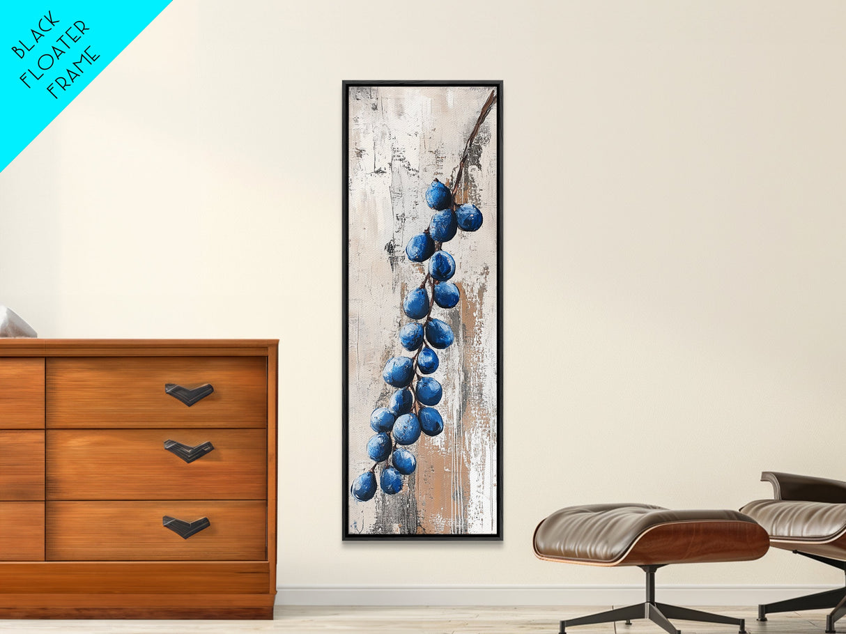 Framed Canvas Print Blueberries Still Life Painting Rustic Wall Art Botanical Prints Food Review Kitchen Art