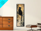 Framed Canvas Print of Black Panther on Tree Branch, Fall Animal Art, Boho Decor, Rustic Nature Art, Tall Skinny Wall Art, Living Room Piece