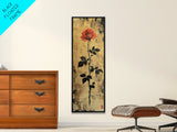 Golden Background Rose Art Canvas Print, Elegant Rose with Dark Leaves, Chinoiserie Style Wall Art, Framed Canvas Print, Gift Idea Her
