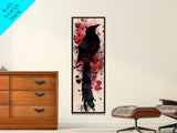 Framed Canvas Print Rustic Bird Art Southwest Style Raven Painting Tall Narrow Art Statement Piece Bedroom Art Halloween Fall Decor