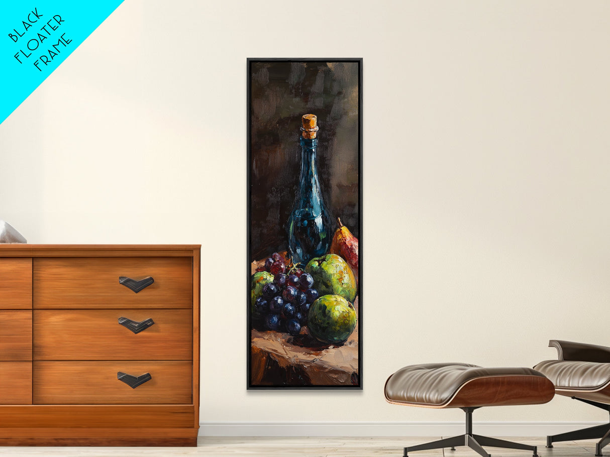 Restaurant Wall Art Still Life Oil Painting Print, Wine Bottle Painting, Tall Narrow Wall Art, Skinny Tall Art, Kitchen Decor, Wine Cellar Art