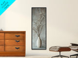 Framed Canvas Print Tall Skinny Art with Rustic Wildflower Painting, Botanical Wall Art, Wabi Sabi Art, Living Room Decor, Gift Idea Her