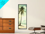 Framed Canvas Print Tall Palm Tree Art Coastal Cowgirl Wall Art, Beach Living Room Decor, Tropical Nautical Art, Skinny Wall Canvas Print