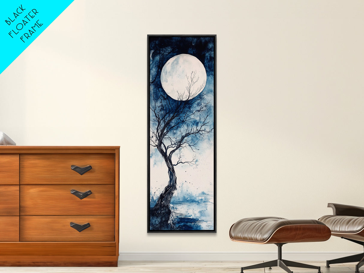 Canvas Print Full Moon with Tree Art, Dark Romance Rustic Wall Decor, Unique Above Couch Art, Moody Bedroom Decor Gift Idea