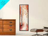Framed Canvas Print Autumn Birch Tree Painting, Rustic Forest Scene, Cozy Fall Wall Art, Living Room Decor, Nature-Inspired Gift