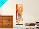 Framed Canvas Print Autumn Forest Birch Trees, Fall Landscape Art, Cozy Wabi Sabi Decor, Above Couch Art, Rustic Gift Idea Her