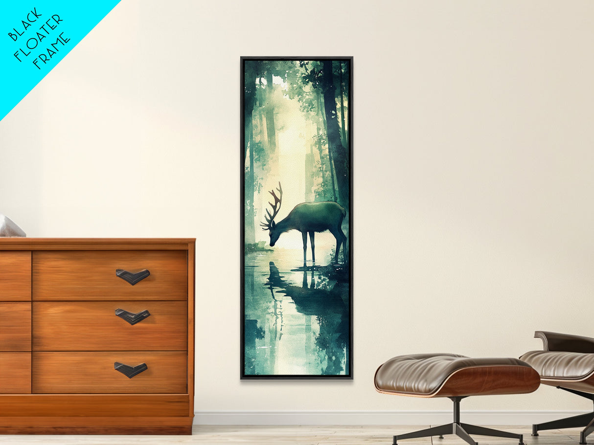 Moody Birch Tree Scene Canvas Print – Tall Narrow Art, Rustic Art, Winter Theme, Wabi Sabi Wall Art, Minimalist Decor, Guest Room Wall Art
