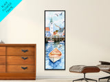 Tranquil Coastal Village with Seagulls Painting - Canvas Print for Nautical Wall Art, Coastal Scene Decor, Ocean-Inspired Art, Harbor Home Decor