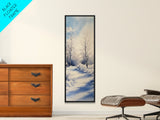 Winter Birch Tree Painting - Elegant Framed Canvas Print with Snowy Forest Scene in Minimalist Style for Nature Wall Art