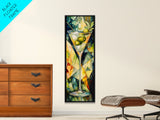 Vibrant Geometric Martini Glass, Abstract Cocktail Art, Mosaic Wall Art Canvas Print, Modern Bar Decor, Martini Wall Art