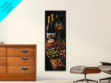 Still Life Oil Painting Print of Wine and Fruits - Kitchen Wall Art - Kitchen Decor - Kitchen Accent Piece - Oil Painting - Narrow Wall Art - Tall Skinny Art