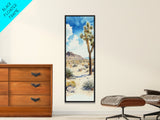 Retro Joshua Tree Wall Art Framed Canvas Print - Unique California Themed Wall Art - Skinny Tall Art - Narrow Art - Accent Piece Wall Art