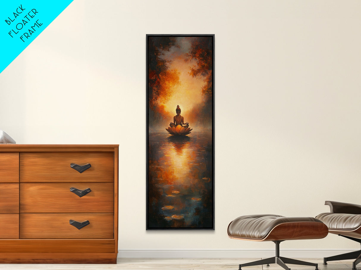 Zen Wall Art for Yoga Studio, Radha Krishna Painting Framed Canvas Print, Meditation Wall Art, Meditation Home Decor, Yoga Art