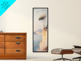 Victorian Landscape Oil Painting Print, Tall Skinny Wall Art, Coastal Painting, Coastal Landscape Art, Italian Seaside Painting, Narrow Wall Art