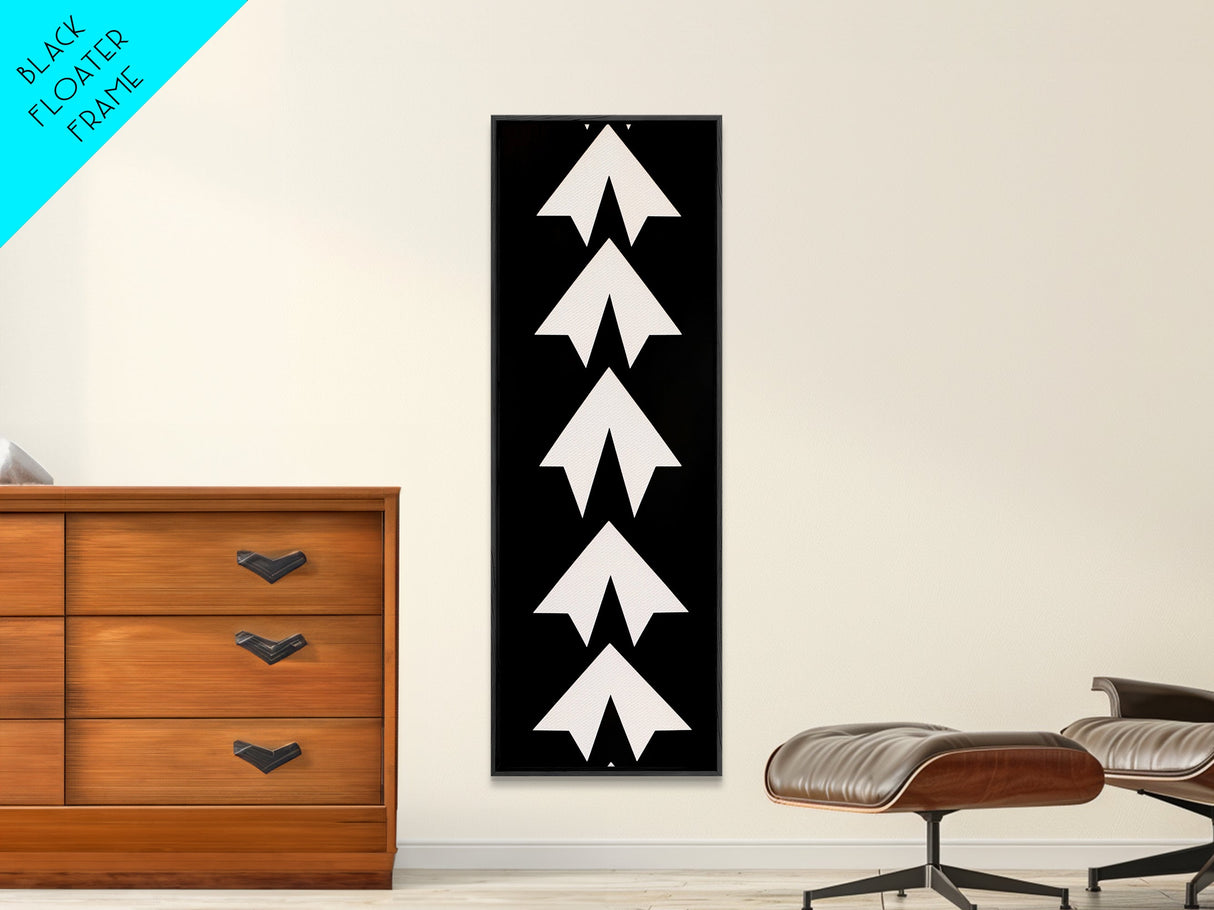Framed Canvas Print of Geometric Wall Art in Monochrome Style, Modern Abstract Art, Minimalist Decor, Black and White Wall Art, Above Bed Wall Art, Skinny Wall Art