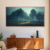 Gloomy Spooky Forest, ready to hang canvas print wall art, Lakehouse Cabin Wall Decor