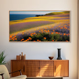 Vintage Wildflower Field Wall Art | Field Of Flowers Art | Botanical Wildflower Art | Framed Canvas Print | Framed Art