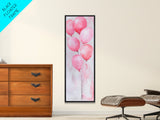 Pink Balloons Wall Art Framed Canvas Print, Light Pink Whimsical Art Vertical Decor, Fun Minimalist Wall Art for Living Room and Dorm