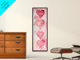Watercolor Dripping Hearts Framed Canvas Print, Romantic Pink Abstract Art, Light Pink Wall Decor Valentine’s Day Gift Bedroom Art