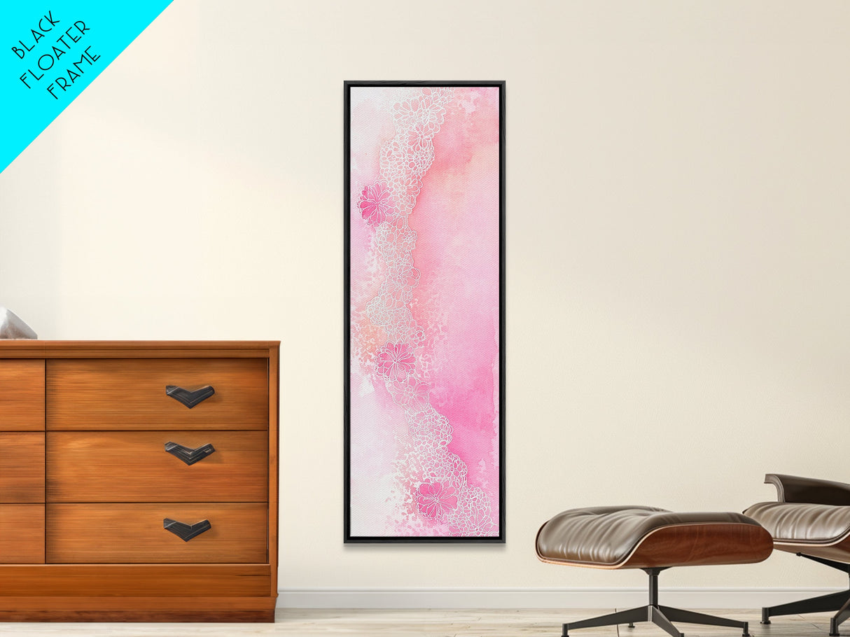 Pink Lace Canvas Print Light Pink Abstract Art Feminine Minimalist Bedroom Decor Vertical Wall Art Wabi Sabi Art Rustic Home Gift Idea
