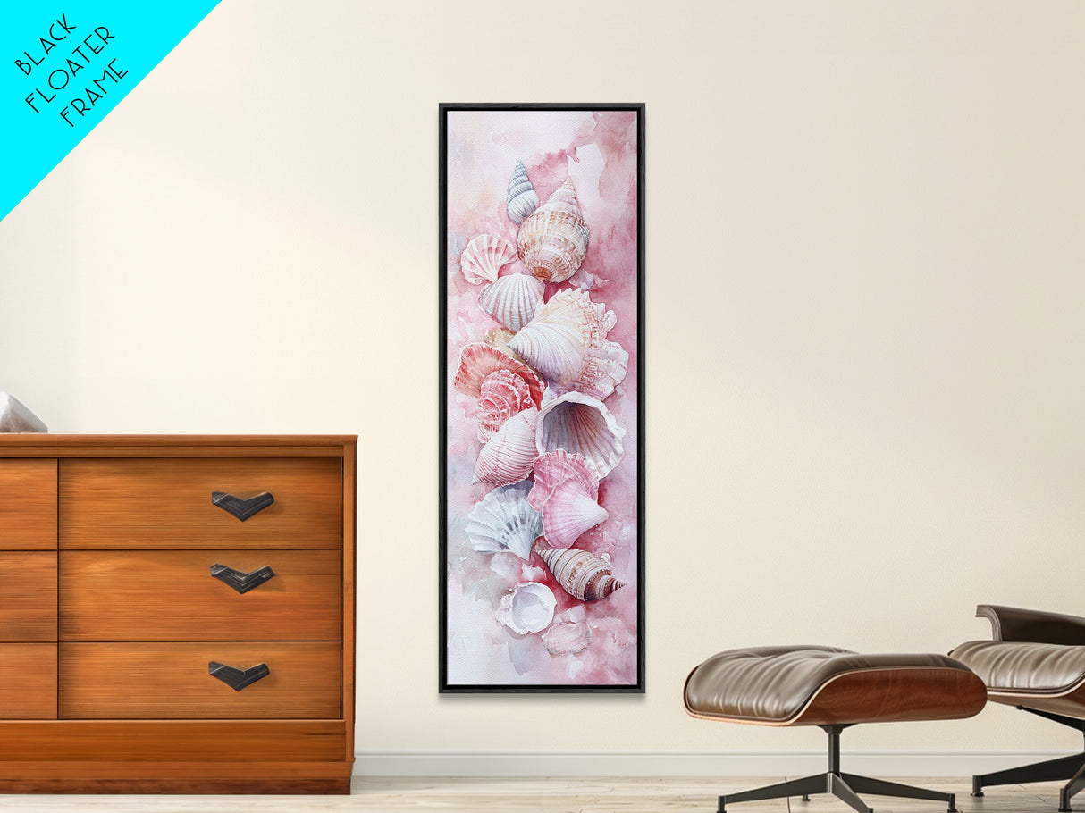 Coastal Seashell Painting Framed Canvas Print Featuring Nautical Decor Perfect Beach House Coastal Landscape Wall Art Theme