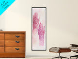 Intricate Henna Hands Painting Framed Canvas Print Featuring Unique Pink Wall Art with Subtle Geometric Design Therapy Art Theme