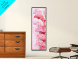 Elegant Hand Fans Framed Canvas Print Chinoiserie Wabi Sabi Wall Art Vertical Pink Decor Skinny Tall Art Light Pink Wall Art