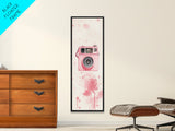 Retro Pink Camera Canvas Print Whimsical Wall Art Photography Lover Gift Living Room Art Vertical Pink Abstract Minimalist