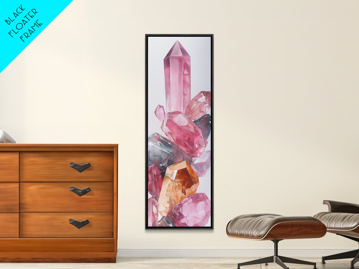 Rose Quartz Gem Canvas Print Gemstone Watercolor Art Unique Bedroom Decor Crystal Lover Light Pink Wall Art Gift Idea