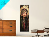 Golden Goddess Framed Canvas Print, Afrocentric Art Print with Ornate Detail, Dark Romance Wall Art for Eclectic Living Room Decor
