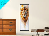 Majestic Lion Portrait Framed Canvas Print Featuring Bold African Art Style, Perfect for Rustic or Wildlife-Inspired Interiors