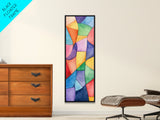 Vibrant Geometric Canvas Print in Abstract Mosaic Style, Modern Wabi Sabi Wall Art, Minimalist Vertical Home Decor Piece