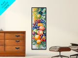 Still Life Canvas Print with Autumn Fruits and Grapes, Antique Farmhouse Rustic Art, Vertical Kitchen Seasonal Wall Decor
