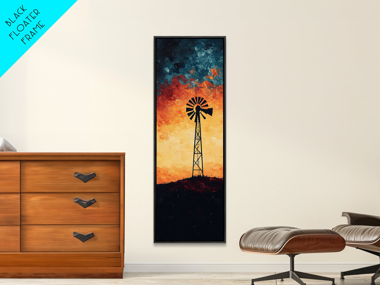 Windmill Canvas Print Southwest Wall Art, Moody Desert Sunset Artwork, Rustic Decor, Joshua Tree Inspired, Gift Idea for Her
