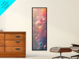 Ethereal Bubble Abstract Framed Canvas Print in Soft Pastels, Light Pink Wall Art Ideal for Bedroom or Contemporary Spaces