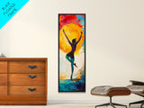 Sunset Dance Painting Canvas Print Boho Art Vibrant Sunset Colors Vertical Artwork Coastal Cowgirl Wall Art Gift Idea