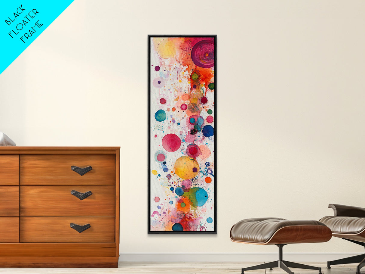 Colorful Abstract Dots Canvas Print Whimsical Art Modern Wall Decor Playful Vertical Art Gift Idea Light Pink Wall Art