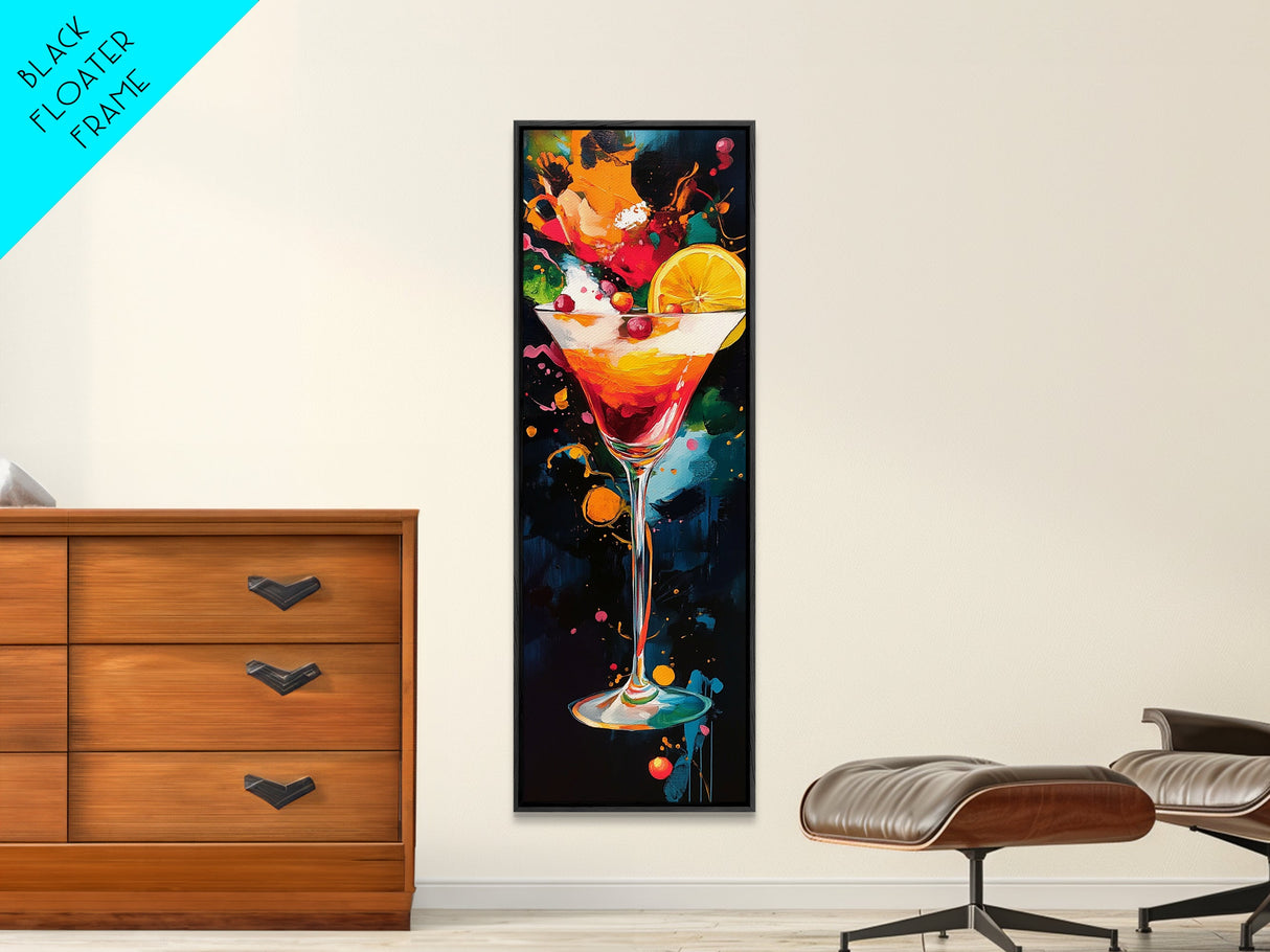 Abstract Martini Art Framed Canvas Print | Espresso Martini Wall Art | Cocktail Art | Kitchen Decor | Whimsical Art | Vertical Wall Art