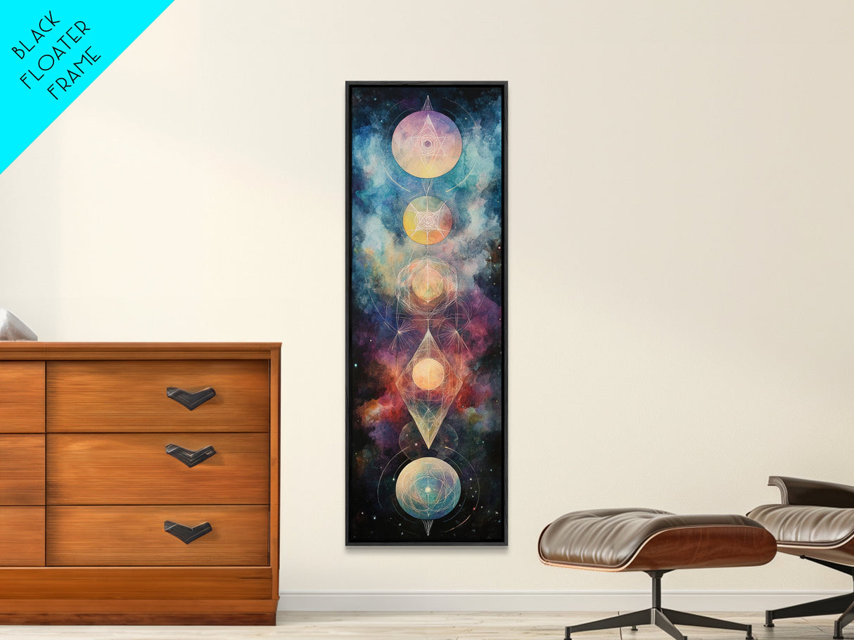 Galactic Chakra Canvas Print With Sacred Geometry Art, Wabi Sabi Inspired, And Therapy Art For Bedroom Or Meditation Spaces