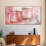 Gold Frame Abstract Framed Canvas Print Featuring Pink Abstract Art and Whimsical Art Light Pink Wall Art Minimalist Rustic Decor