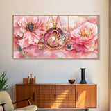 Pink Gemstone Jewelry Canvas Print, Feminine Elegant Artwork, Glamorous Rose Painting, Living Room Wall Art, Unique Decorative Gift