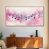 Music Notes Canvas Print Pink Abstract Art Musical Gift Idea Therapy Room Decor Boho Minimalist Wall Art Living Room Accent