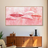 Umbrella Art Canvas Print, Light Pink Wall Art, Minimalist Decor Piece, Coastal Cowgirl Home Accent, Whimsical Abstract Art Gift Idea