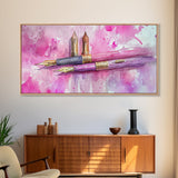 Elegant Fountain Pen Canvas Print | Pink Abstract Art | Stationery Inspired Wall Art | Unique Study Room Decor | Framed Office Art