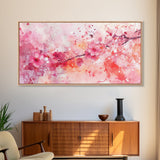 Vibrant Cherry Blossom Canvas Print | Pink Orange Wall Art | Spring Inspired Artwork | Living Room Above Sofa Decor | Horizontal Art