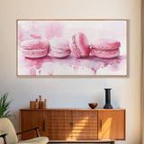 French Macaron Canvas Print | Pink Kitchen Wall Art | Food Inspired Artwork | Framed Pastel Dessert Art | Unique Dining Room Decor